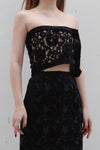 OUDE WAAG lace stitching tube top top OW-23SS-TP01 black